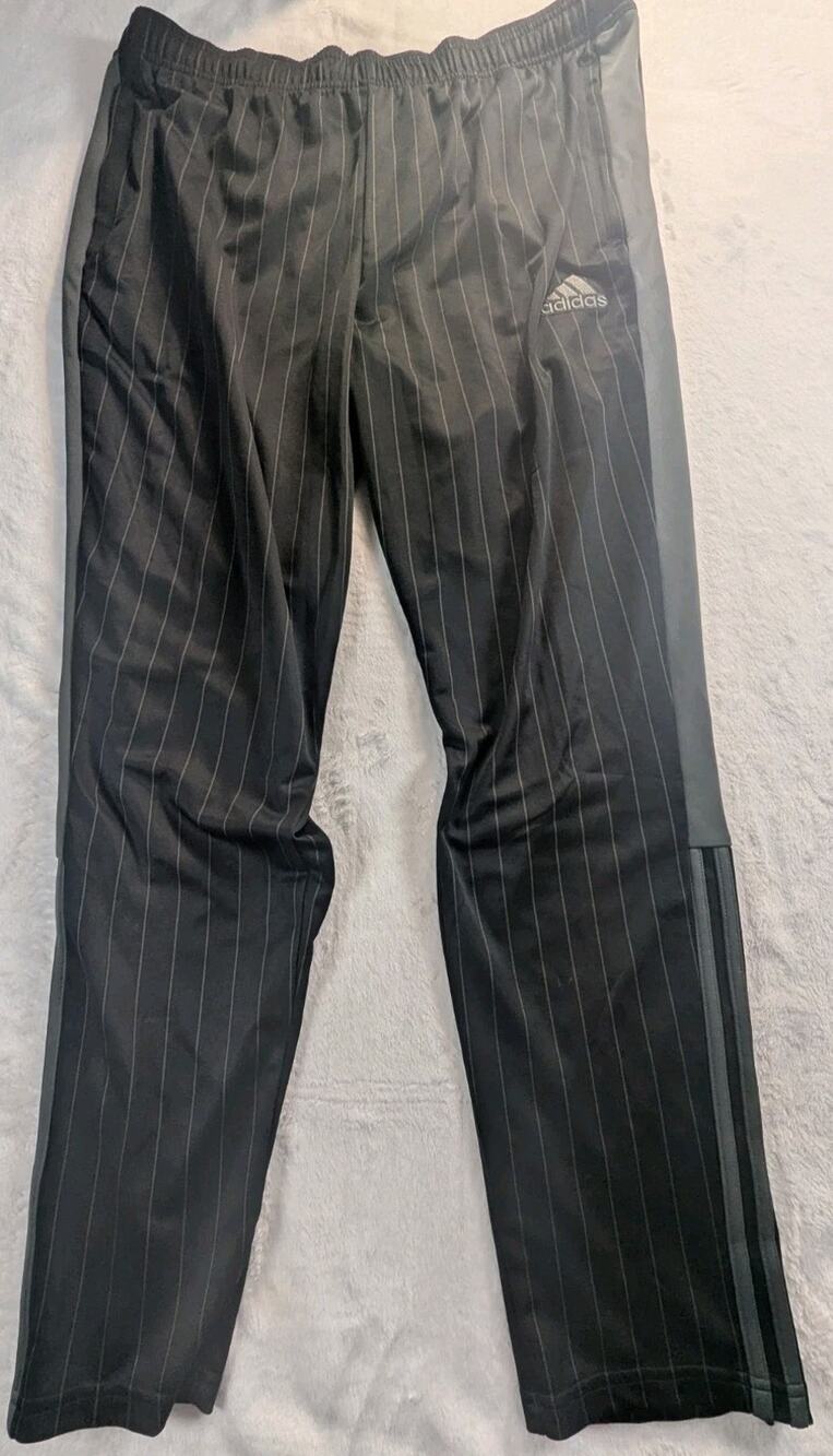 Adidas HC1306 Mens Size XL Tiro Tracksuit Pants VIP, Black/Gray Pinstripe NWT
